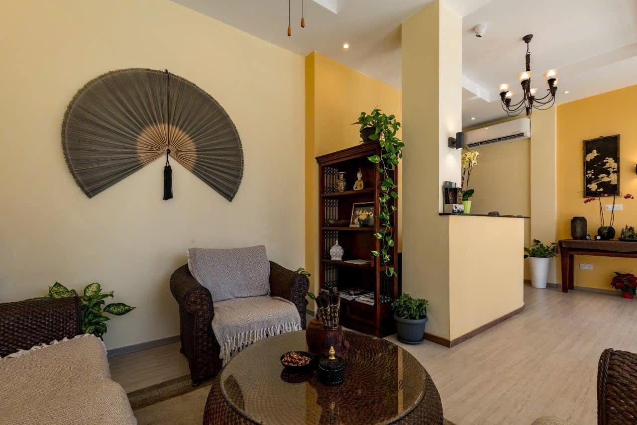 Relaxing reception area at Six Senses Spa Paphos